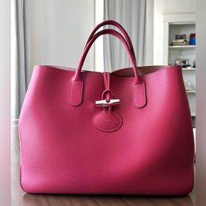 💖RARE💗 Longchamp Roseau Leather Tote in Pink